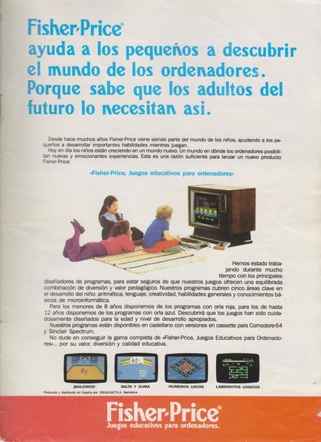 Publicidad Fisher Price juegos Commodore 64